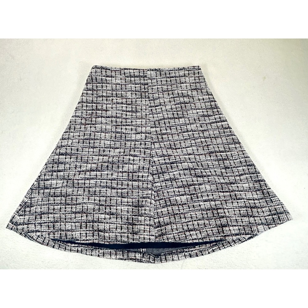 Ann Taylor A-Line Skirt Women 2 Black White Tweed Professional Office Workwear